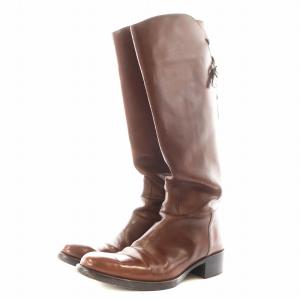 SARTORE ロングブーツ チャンキーヒール レザー 38.5 茶 ブラウン /AN10 D