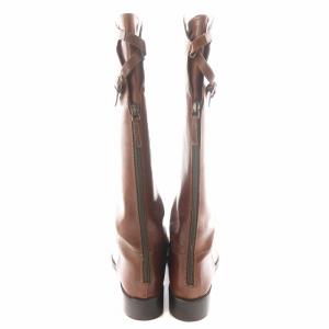 SARTORE ロングブーツ チャンキーヒール レザー 38.5 茶 ブラウン /AN10 D