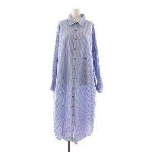 シャツワンピース ロング ストライプ 長袖 F ブルー ホワイト 20SMSOP65 /NQ