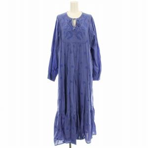 EMBROIDERY DRESS 22MMSOP09 ワンピース ロング 花柄 刺繍 長袖 FO 青 ブルー