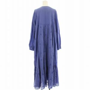 Shinzone EMBROIDERY DRESS 22MMSOP09 ワンピース ロング 花柄 刺繍 長袖 FO 青 ブルー