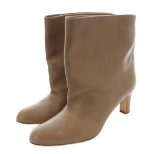 ショートブーツ 5935 レザー ヒール 37 ベージュ /G