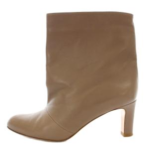 Nebuloni ショートブーツ 5935 レザー ヒール 37 ベージュ /G