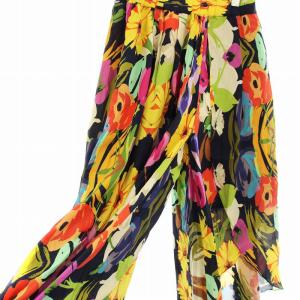 Diagram GRACE CONTINENTAL フラワープリントラップパンツ ワイドパンツ ボタニカル柄 花柄 シルク混 36 マルチカラー 17111050-1
