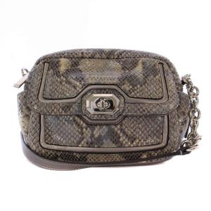 ショルダーバッグ ターンロック チェーン パイソン レザー グレー F24849 /BM