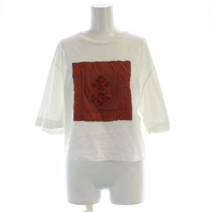 Tシャツ カットソー ショート ロゴ 刺繍 半袖 L 白 ホワイト 赤 レッド 2418971012 /RO