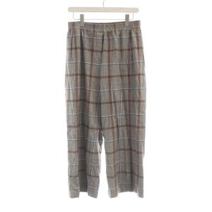 イージーパンツ チェック ワイド 42 黒 ブラック オレンジ /RO