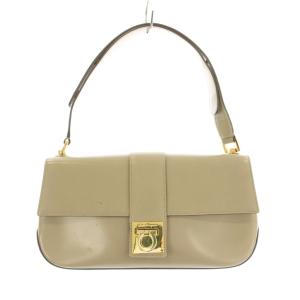 ガンチーニ ハンドバッグ ワンショルダーバッグ フラップ レザー ベージュ /KU