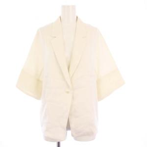 25SS ソフトサテン ハーフスリーブジャケット テーラードジャケット F ホワイト 22075107406