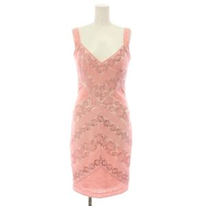 マイアドレス Maia Dress ワンピース ひざ丈 ノースリーブ レース スパンコール 総柄 0 ピンク