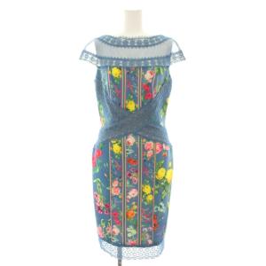 アナイスドレス Anais Dress ワンピース ひざ丈 半袖 フレンチスリーブ 花柄 レース 2 水色