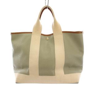 トートバッグ レザー ミントグリーン アイボリー /YM D