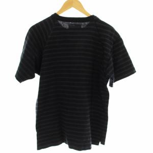 sacai Tシャツ 半袖 ボーダー柄 アシンメトリー アシメ 1 黒 ブラック ネイビー 19-1968M /OR