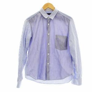 シャツ 長袖 ストライプ XS 水色 白 ホワイト /OR