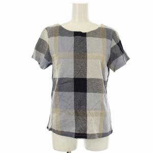 Tシャツ 半袖 カットソー チェック柄 38 紺 55P31-334-22 /OR