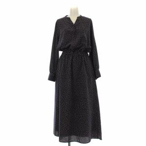 シャツワンピース 長袖 ロング 小花柄 スキッパー F 紺 314-54-092210058 /OR