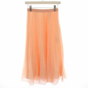 23SS スパンオーガンジープリーツスカート ロング ミモレ イージー 36 コーラルピンク 10231711010