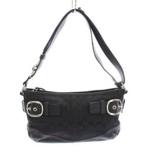 ショルダーバッグ シグネチャー キャンバス レザー 黒 F19683 /YM