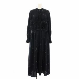 フラワーステッチワンピース FLOWER STITCH ONE PIECE ロング バンドカラー 長袖