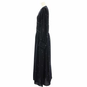 CLANE フラワーステッチワンピース FLOWER STITCH ONE PIECE ロング バンドカラー 長袖