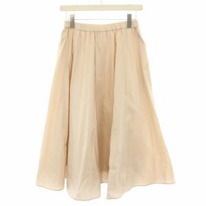 24SS シャイニータフタギャザーフレアスカート ロング イージー 36 ピンクベージュ 10241711190