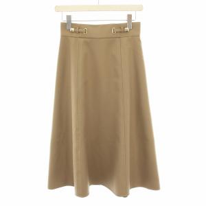22AW ブライトツイルベルトモチーフスカート ロング フレア 36 ベージュ 10222711570