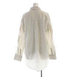 furfur ストライプフリルシャツ ブラウス 長袖 F ベージュ 白 ホワイト RWFT231063 /RO
