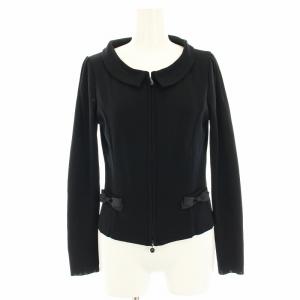 LIMITED EDITION ニットカーディガン ボレロ ラウンドカラー リボン 長袖 ジップアップ