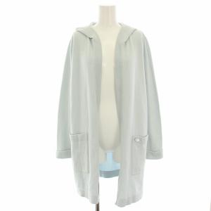 ニットカーディガン ロング フード 長袖 34 水色 ライトブルー 6612840 /HN