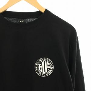 HUF Tシャツ カットソー ロゴプリント 長袖 M 黒 ブラック 114910 /HN