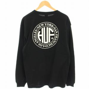 Tシャツ カットソー ロゴプリント 長袖 L 黒 ブラック 114910 /HN