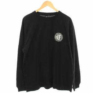 HUF Tシャツ カットソー ロゴプリント 長袖 L 黒 ブラック 114910 /HN