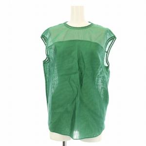 コットンシルクオーガンジー ノースリーブブラウス シアーシャツ ブラウス 36 緑 グリーン /OR