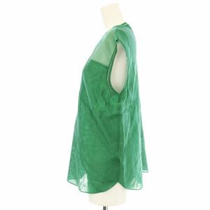 TOMORROWLAND コットンシルクオーガンジー ノースリーブブラウス シアーシャツ ブラウス 36 緑 グリーン /OR