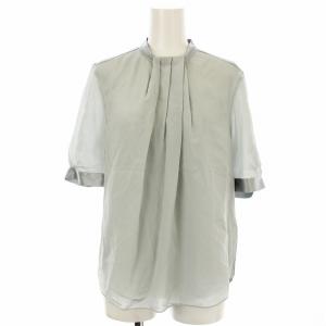 コレクション COLLECTION シルクサテンネックドレープパフスリーブブラウス 半袖 36 グレー