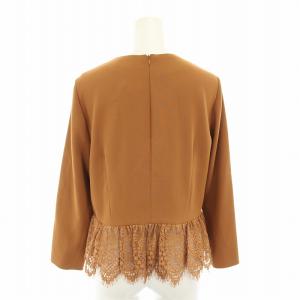 UNTITLED セットアップ 上下 ブラウス プルオーバー 長袖 イージーパンツ レース 花柄 タグ付き 1 茶 ブラウン