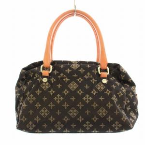 ハンドバッグ ナイロン レザー モノグラム 総柄 茶 ブラウン ピンク /KU