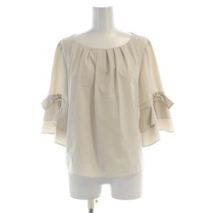 シャツ ブラウス ビジュー装飾 フレアスリーブ 七分袖 40 アイボリー W5M02-402-40 /RO