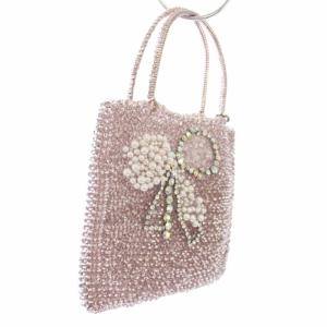 ANTEPRIMA ワイヤーバッグ ハンドバッグ ビジュー リボン ピンク /TK D
