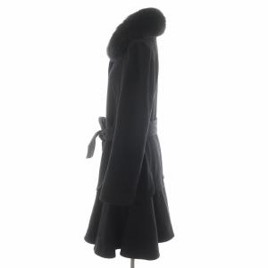 TO BE CHIC コート ロング丈 ファー ウール アウター 黒 ブラック /AN37