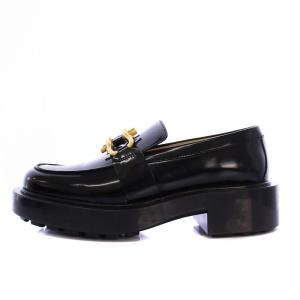 BOTTEGA VENETA ムッシュ ローファー エナメル ラバーソール 37 ブラック