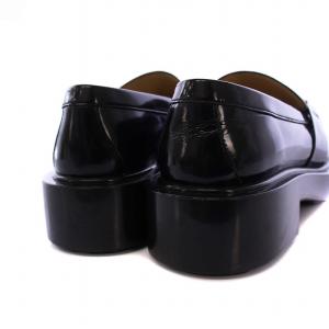 BOTTEGA VENETA ムッシュ ローファー エナメル ラバーソール 37 ブラック