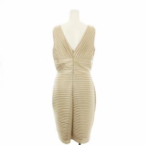Calvin Klein プリーツワンピース ドレス ひざ丈 ノースリーブ 4 ベージュ 54063 /OR