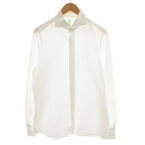 シャツ ストライプ柄 長袖 コットン L 白 ホワイト 42-207-10-075805 /AN47