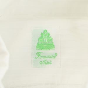 Finamore シャツ ストライプ柄 長袖 コットン L 白 ホワイト 42-207-10-075805 /AN47