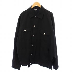 ウールギャバジンジャケット アシンメトリー  L ブラック 1O-J017