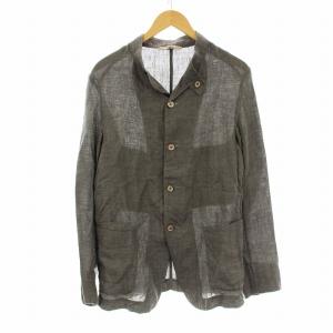 シャツジャケット バンドカラー 麻 リネン 2 グレー 4071023 /KU