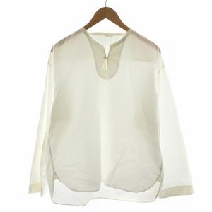 シャツ 長袖 ノーカラー コットン 3 白 ホワイト 4063031 /AN50