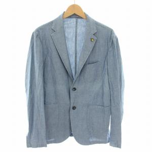 テーラードジャケット シングル 薄手 ピンバッジ付き 48 水色 ライトブルー /YT