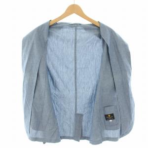 GIANNETTO テーラードジャケット シングル 薄手 ピンバッジ付き 48 水色 ライトブルー /YT